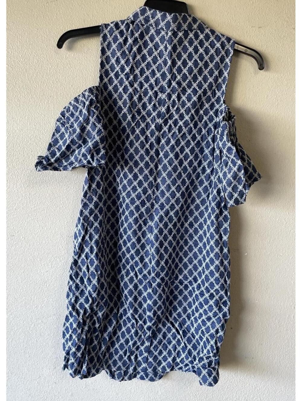 trina size 10 Dress Blue Off Shoulder Below Knee Geometric Print  (1-15/46) - Picture 4 of 7